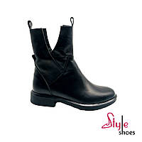 Ботинки кожаные женские зимние черного цвета «Style Shoes»