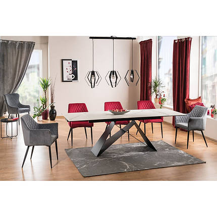 Стіл обідній розкладний WESTIN III CERAMIC білий 160-240x90x76 (кераміка + метал), фото 1