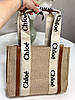 Текстильна сумка-шопер з вставками із еко-шкіри Chloe Shopper Medium Woody Beige Бежевий, фото 2
