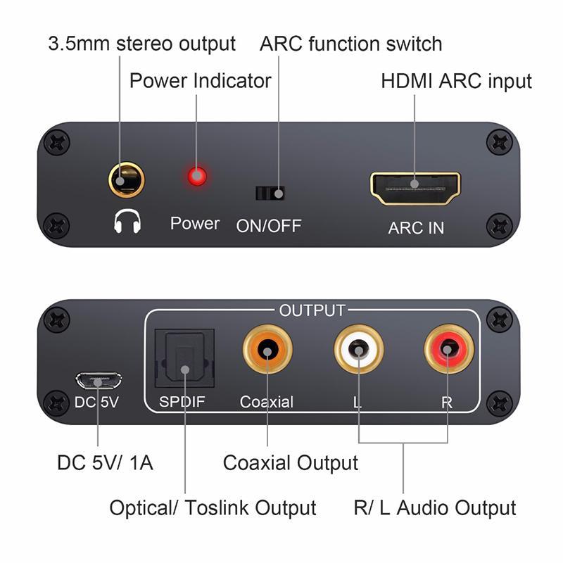 HDMI ARC переходник преобразователь аудио для ТВ в тюльпан 3.5 оптика ...