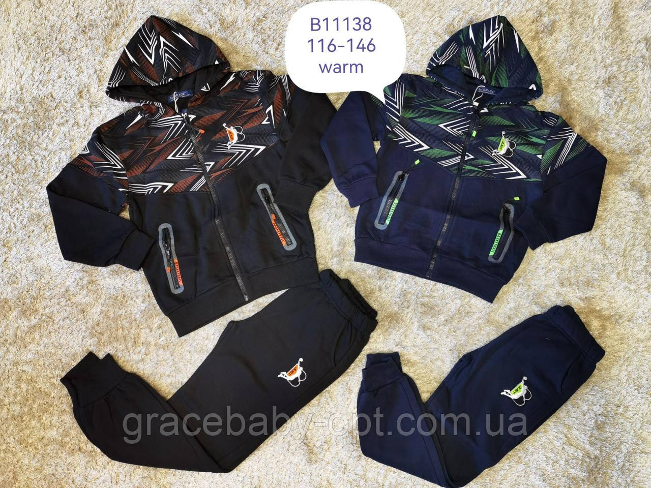 Трикотажний костюм утепелнний 2 в 1 для хлопчика, Grace, 122,146 см, № B11138, фото 1