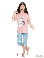 ОПТОМ Піжама футболка + голджі з кроликом "amam Bunny" для дівчинки (110 см.)  Minimoon 8695850522400