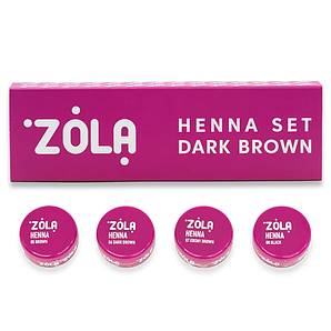 ZOLА набір хни для брів DARK BROWN 4 відтінки по 2,5 г