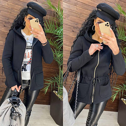 Стильна жіноча парка на флісі з рукавами та капюшоном, фото 1