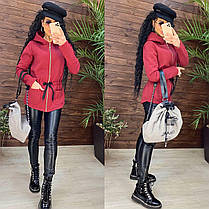 Стильна жіноча парка на флісі з рукавами та капюшоном, фото 4