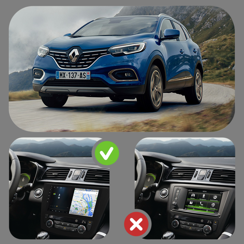 Al Штатна магнітола в машину для Renault Kadjar 1 Рестайлінг 2018-н.в екран 9" 2/32Gb Wi-Fi GPS Base