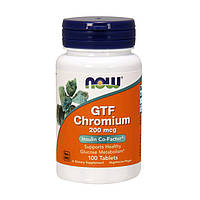 Хром хелат Now Foods GTF Chromium 200 mcg (100 tab) нау фудс