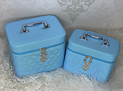 💜Набір б'юті-кейсів для косметики 2 шт, 4 види Голубий