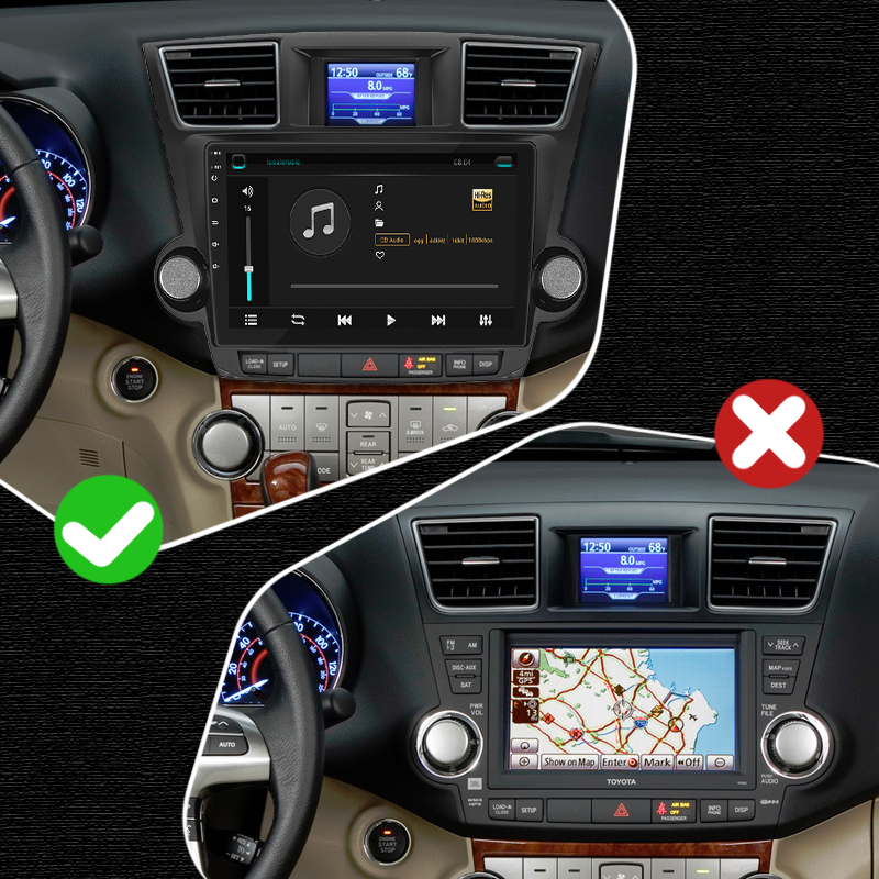 Al Штатна магнітола для Toyota Highlander 2 (U40) 2007-2010 екран 10" 4/32Gb 4G Wi-Fi GPS Top Android, фото 1