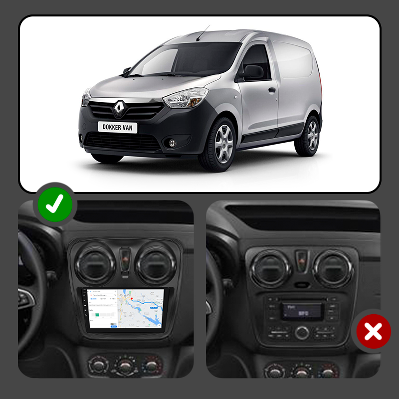 Al Штатна магнітола для Renault Dokker 1 2012-н.в. екран 9" 2/32Gb Wi-Fi GPS Base Android, фото 1