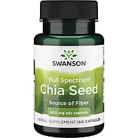 Семена чиа, Full Spectrum Chia Seed, Swanson, 400 мг, 60 капсул