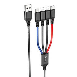 Кабель 4в1 Lightning/Lightning/Micro-USB/Type-C 4-in-1 HOCO Combo X76 |1м| Чорний