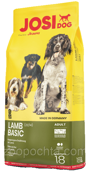 Сухий корм Josera JosiDog Lamb Basic для дорослих собак, з ягням 18 кг