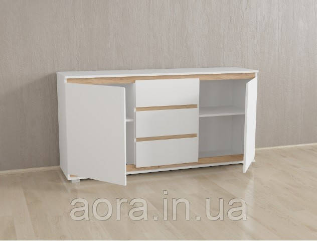 Комод Forte Mikkel Ш 1502 / В 759 / Р 390 Білий-Дуб крафт планки