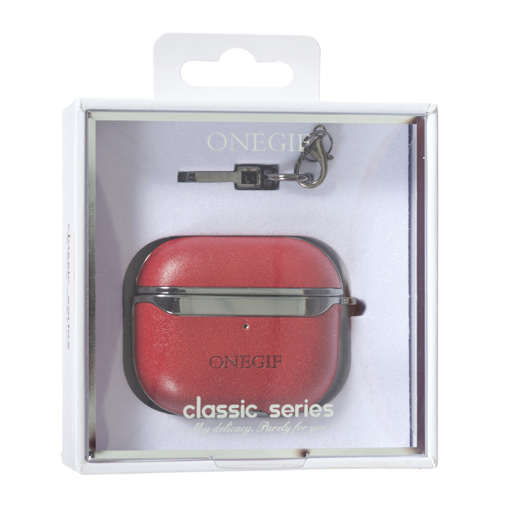 Чехол Onegif Кожа Hobo AirPods 3,  Red, фото 1