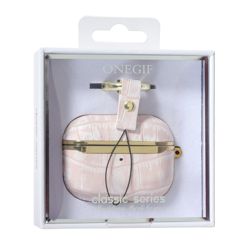Чехол Onegif Leather Croco AirPods Pro,  Pink, фото 1