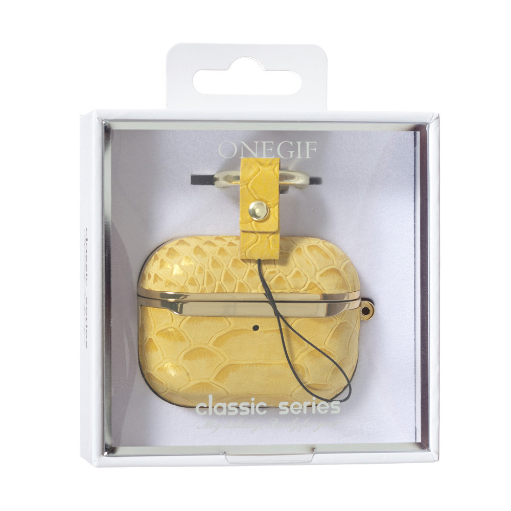 Чехол Onegif Leather Snake AirPods Pro,  Yellow, фото 1