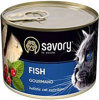Влажный корм Сейвори Savory для привередливых котов с рыбой, 200 г