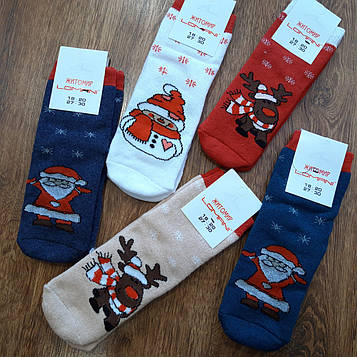 Шкарпетки дитячі махрові "LOMANI, Україна" Новий Рік / 12 пар 18-20(27-30)