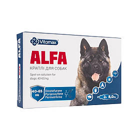 Противопаразитарные капли «АЛЬФА» для собак 40-65 кг (8,0 мл) Ціна за 1 піпетку