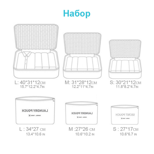 Набор органайзеров дорожный черный для вещей