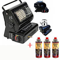 Портативний газовий обігрівач (функція плита) Happy Home + 3 газові балони