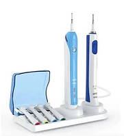 Підставка для 2 щіток (1 під заряджання) і чотирьох насадок із кришечкою для зубної щітки Braun Oral-B