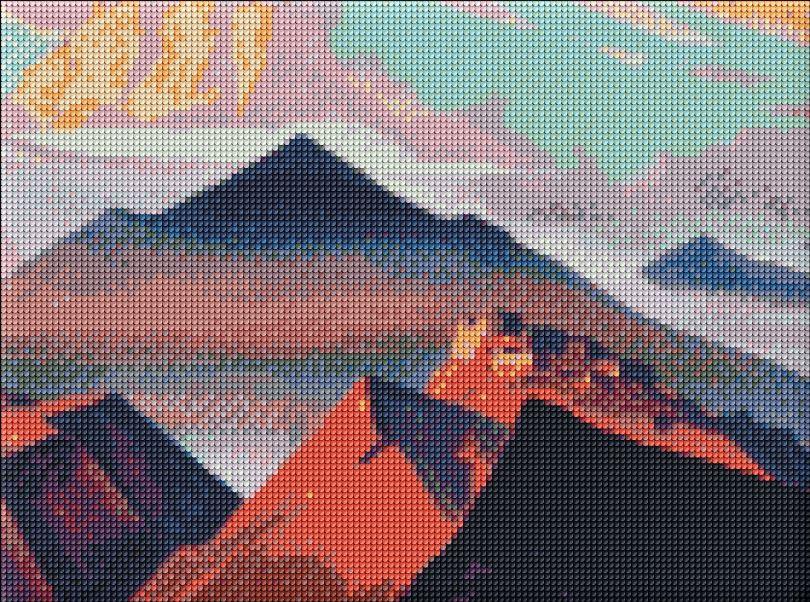Картина стразами Ідейка Гімалайські гори ©Микола Реріх (AMO7231) 30 х 40 см (На підрамнику)