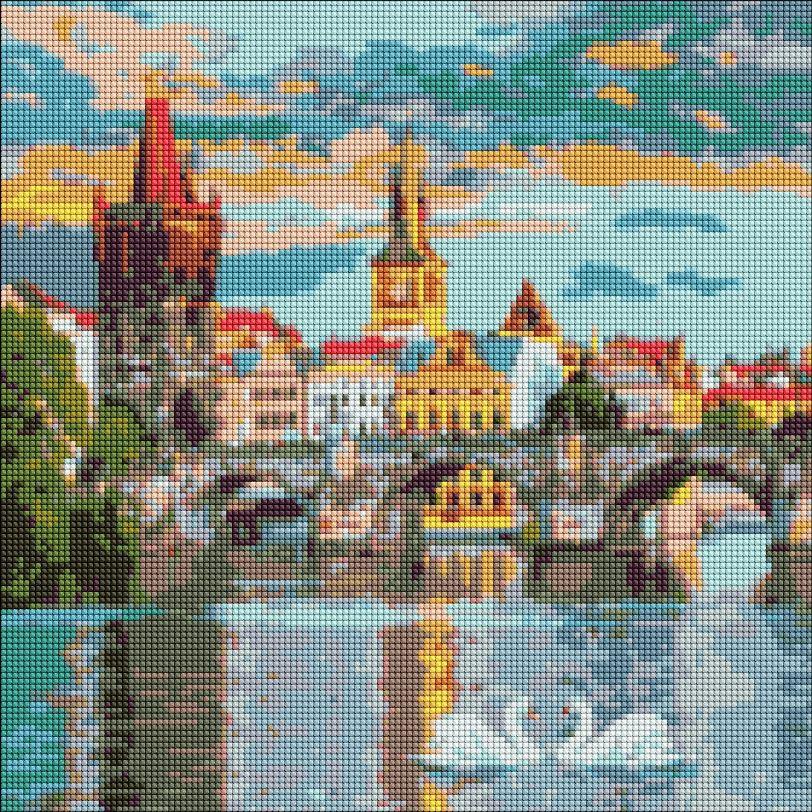 Алмазна мозаїка Ідейка Вечірня Прага (AMO7217) 40 х 40 см (На підрамнику)