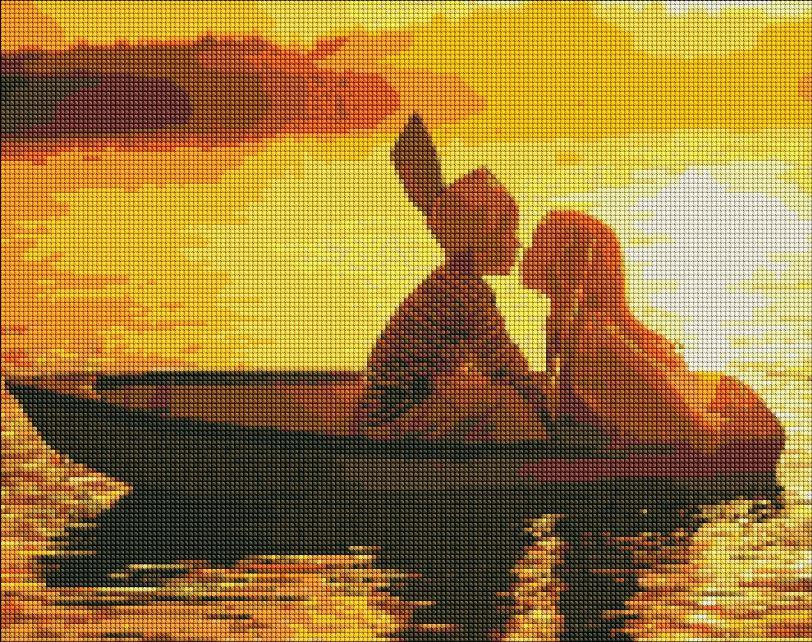 Картина алмазами Ідейка Перше кохання (AMO7230) 40 х 50 см (На підрамнику), фото 1