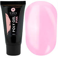 SAGA Professional Poly Gel Pink - поли-гель, розовый, 30 мл