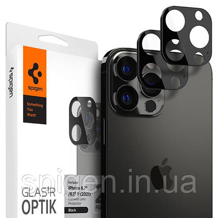 Захисне скло Spigen для камери iPhone 13 Pro / 13 Pro Max — Optik (2 шт.), Graphite (AGL04035), фото 1