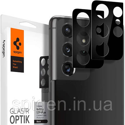 Захисне скло Spigen для камери Samsung Galaxy S21 Ultra — Optik (2шт), Black (AGL02733), фото 1