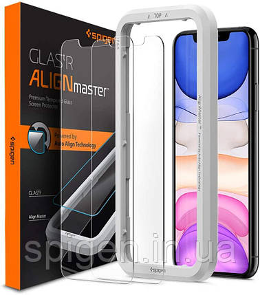 Захисне скло Spigen для iPhone 11/XR — (2 шт.) Glas.tR AlignMaster (AGL00101), фото 1