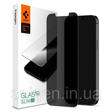 Захисне скло Spigen для iPhone 12/ 12 Pro - (Антишпигун) GLAS.tR Slim ™ Privacy (AGL01513), фото 1
