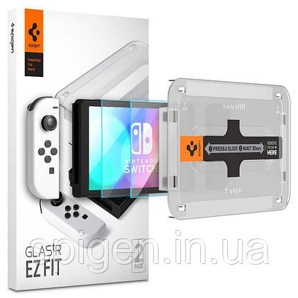 Захисне скло Spigen для Nintendo Switch OLED - EZ FIT GLAS.tR (1 шт), Clear (AGL03829), фото 1