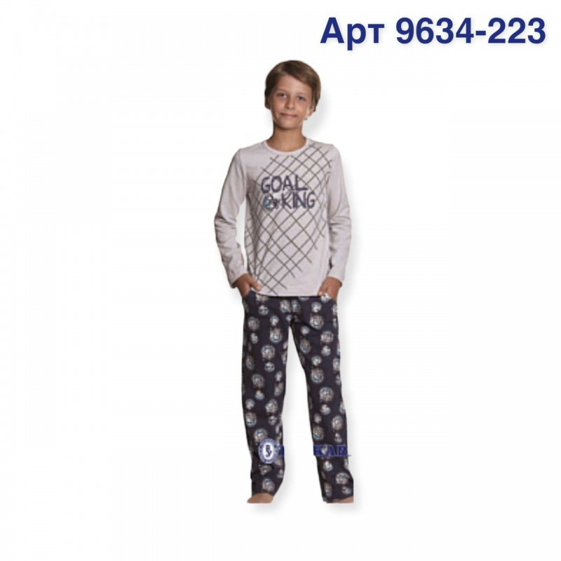 Дитячі піжами на хлопчиків Baykar Туреччина бавовняна хб піжама для хлопчика трикотажна блакитна Арт. 9634-223