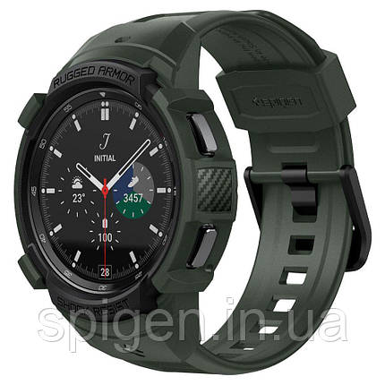 Чохол і ремінець Spigen для Galaxy Watch 4 Classic (46 mm) Rugged Armor Pro 2 in 1 Military Green (ACS04326), фото 1