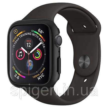 Чохол Spigen для Apple Watch 4 / 5 / 6 / SE (44mm) Thin Fit, Black (062CS24474), фото 1