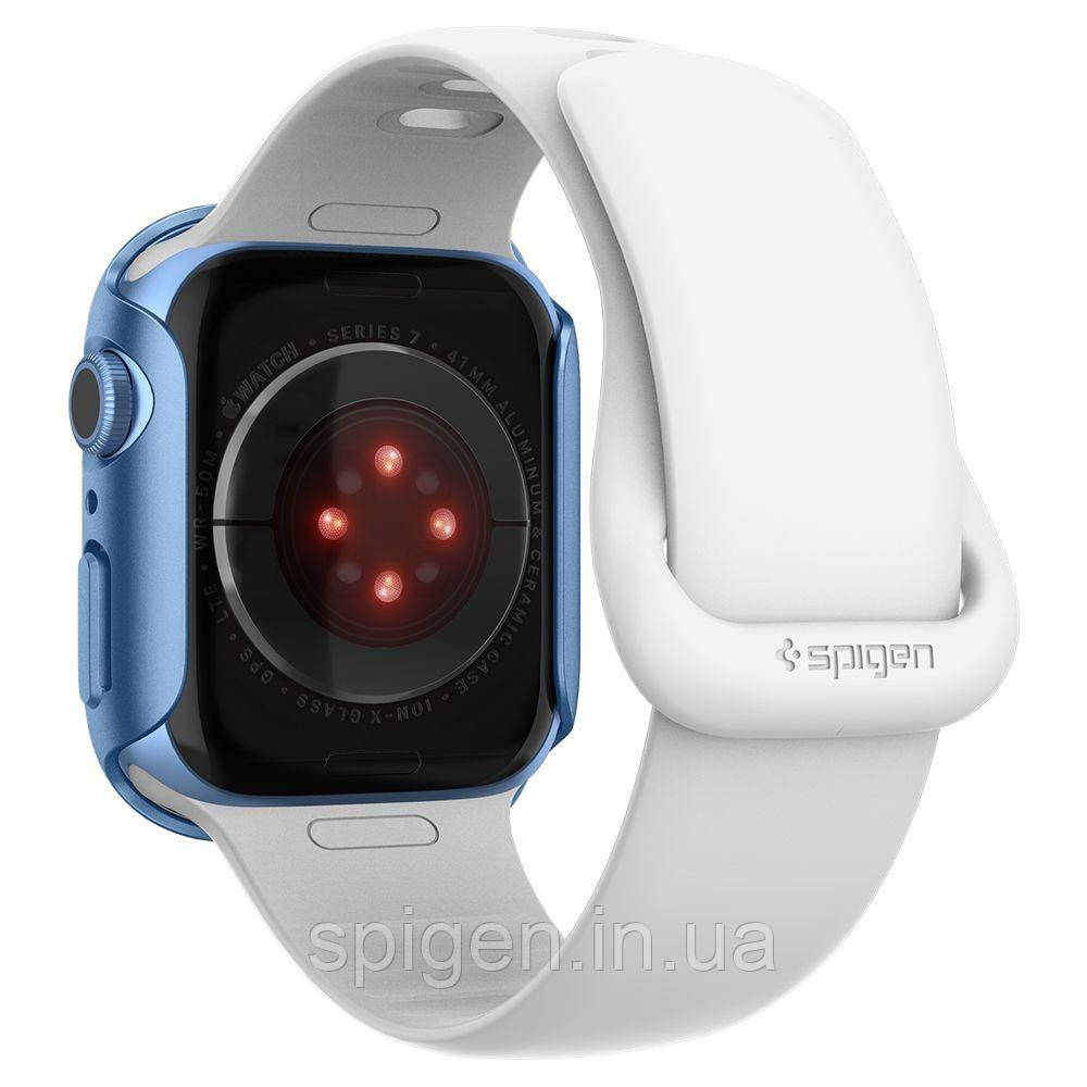 Чехол Spigen для Apple Watch 7 (41mm) Thin Fit, Blue (ACS04186) - фото 3 - id-p1673541834