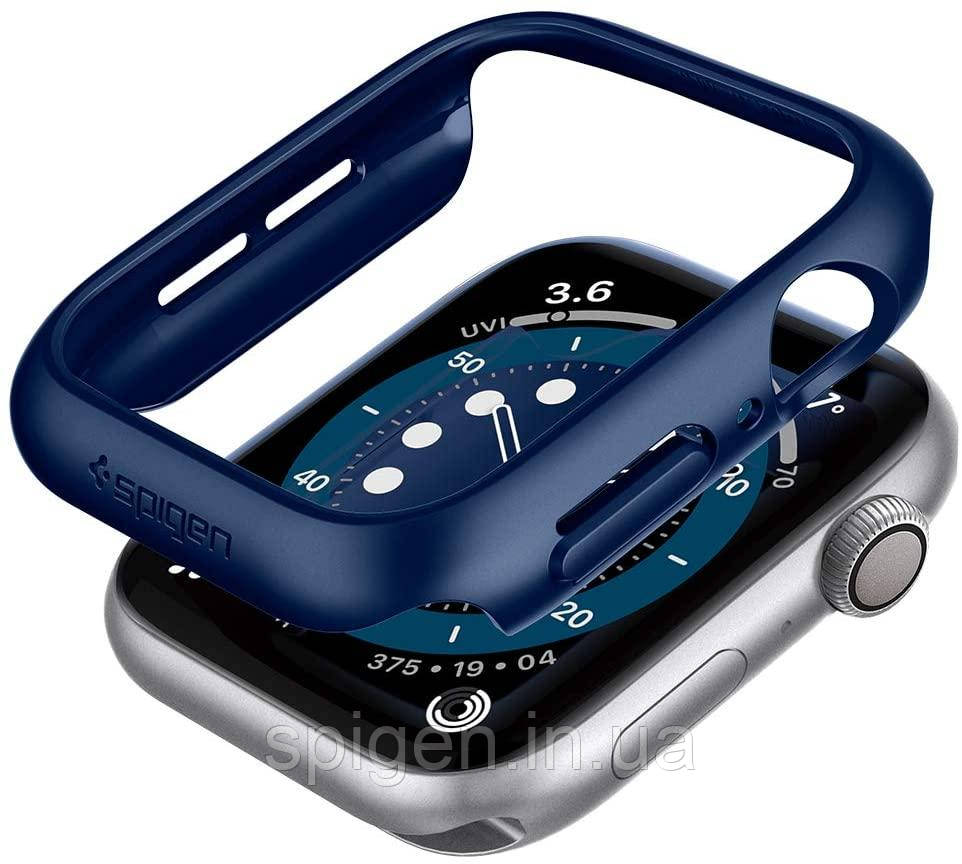 Чехол Spigen для Apple Watch SE / 6 / 5 / 4 (40mm) - Thin Fit, Metallic Blue (ACS02226) - фото 1 - id-p1673541842