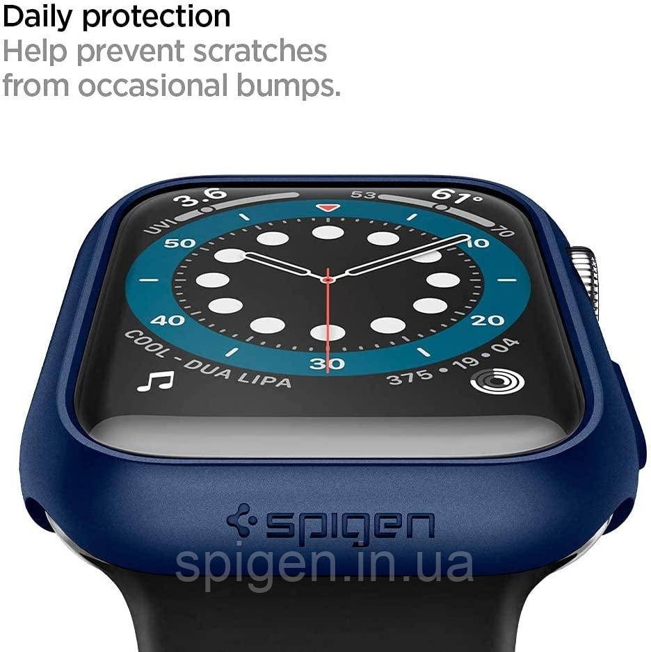 Чехол Spigen для Apple Watch SE / 6 / 5 / 4 (40mm) - Thin Fit, Metallic Blue (ACS02226) - фото 2 - id-p1673541842