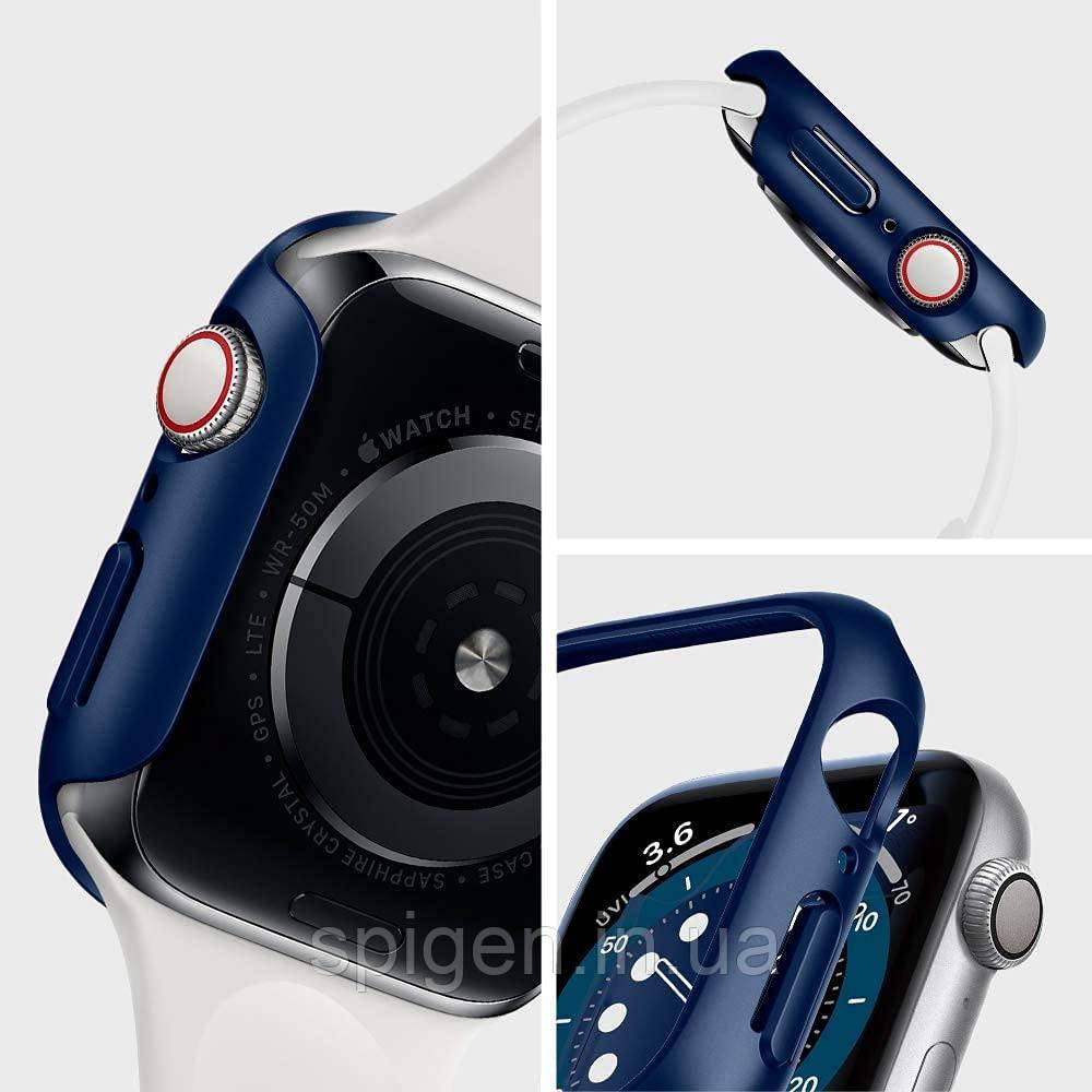 Чехол Spigen для Apple Watch SE / 6 / 5 / 4 (40mm) - Thin Fit, Metallic Blue (ACS02226) - фото 4 - id-p1673541842