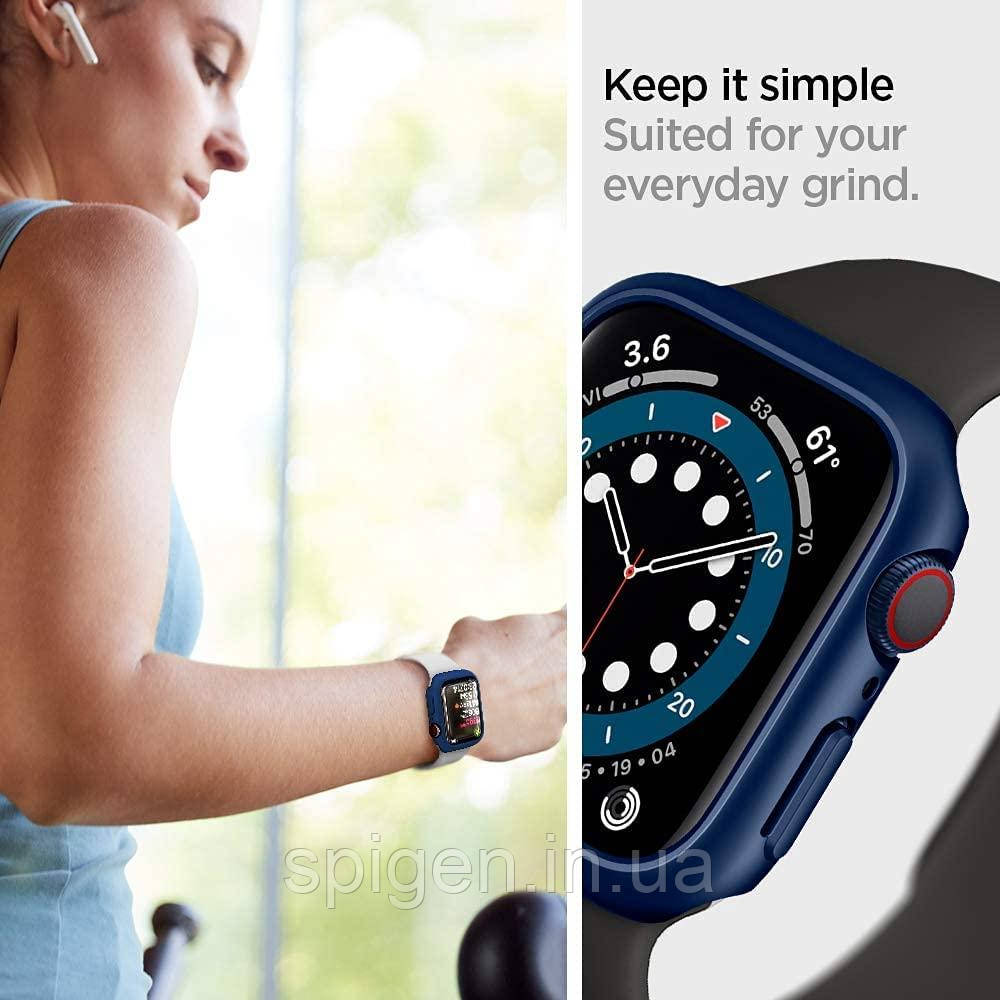 Чехол Spigen для Apple Watch SE / 6 / 5 / 4 (40mm) - Thin Fit, Metallic Blue (ACS02226) - фото 7 - id-p1673541842