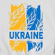 Світшот білий унісекс з оригінальним малюнком "УКРАИНА - UKRAINE" / патріотичний принт, фото 2