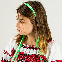 Венок-обруч на голову повседневный, праздничный, ободок для волос хенд мейд, цвет красный, зеленый, белый