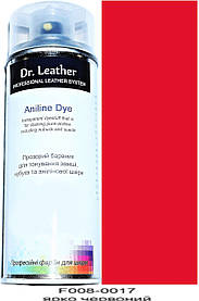 Фарба аерозольна для замші, нубуку, аніліну, велюру, тканини на водній основі 384 мл."Dr.Leather" Aniline Dye Яскраво червоний