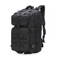 Рюкзак тактический на 30-35 л, (50х28х25см) A10, с креплением Molle, Черный / Штурмовой туристический рюкзак