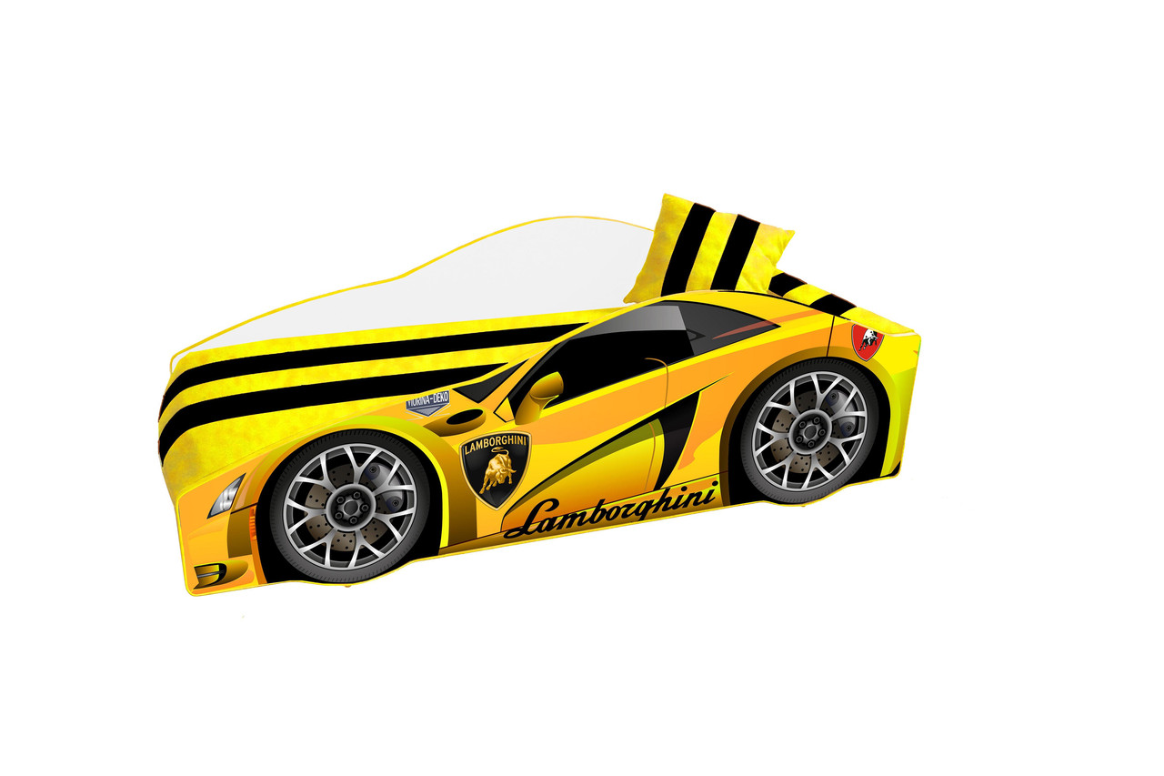 Дитяче ліжко у вигляді авто Lamborghini 150*70 см (ЕЛІТ) з матрацом, безкоштовна доставка