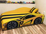 Дитяче ліжко у вигляді авто Lamborghini 150*70 см (ЕЛІТ) з матрацом, безкоштовна доставка, фото 3